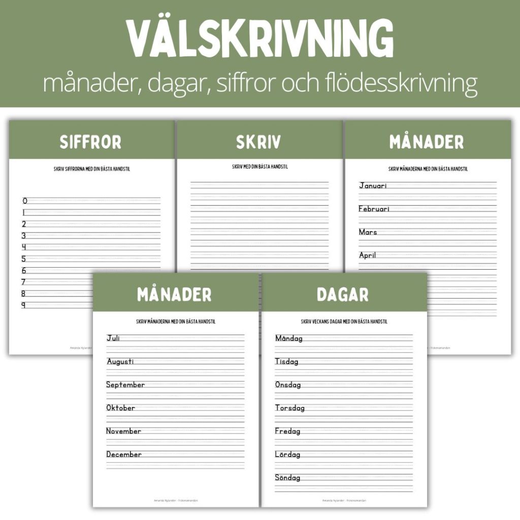 Välskrivning – siffror, dagar, månader, flödesskrivning