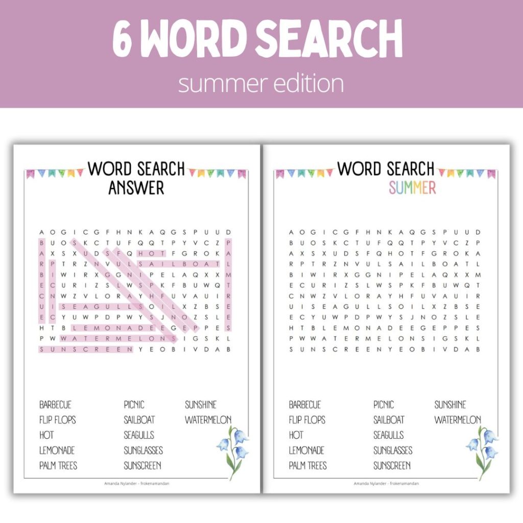 Word searches – 6 pieces – summer edition (+answer)