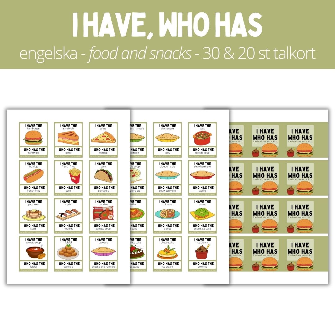 I have, who has domino - food and snacks - 30 / 20 talkort