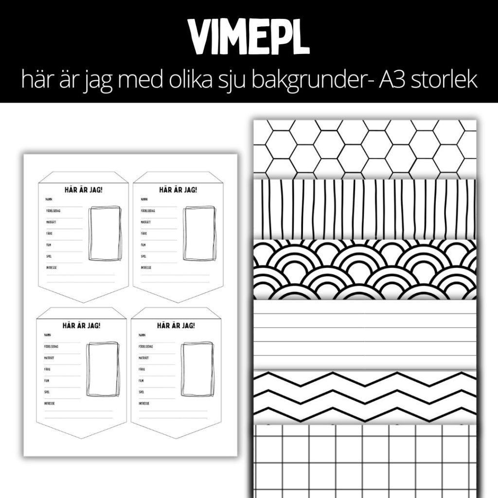 Vimpel – här är jag – med 3 olika bakgrunder