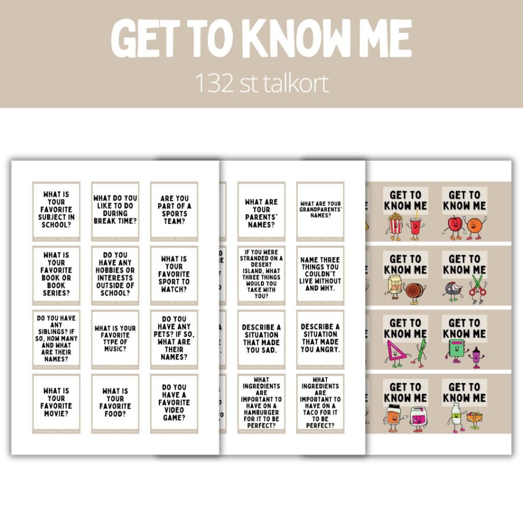Get to know me – 132 st talkort