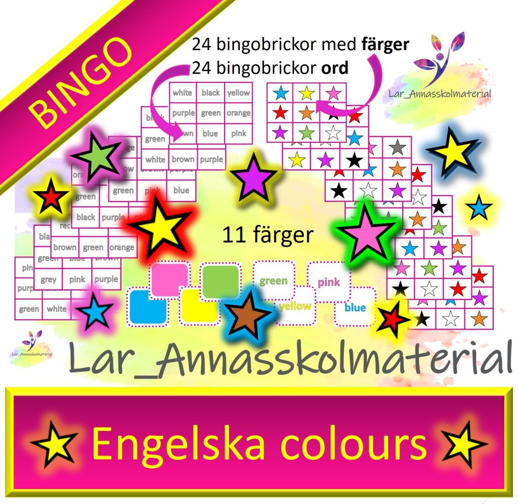 Bingo Engelska colours