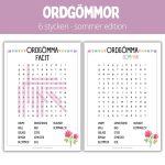 Ordgömmor – 6 stycken – sommar edition (+facit) - bild 1