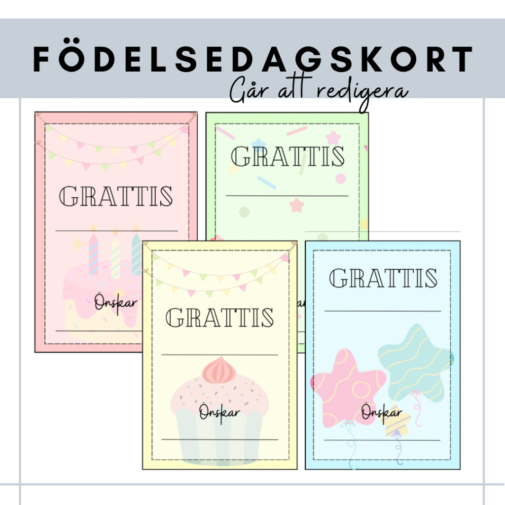 Födelsedagskort pastell