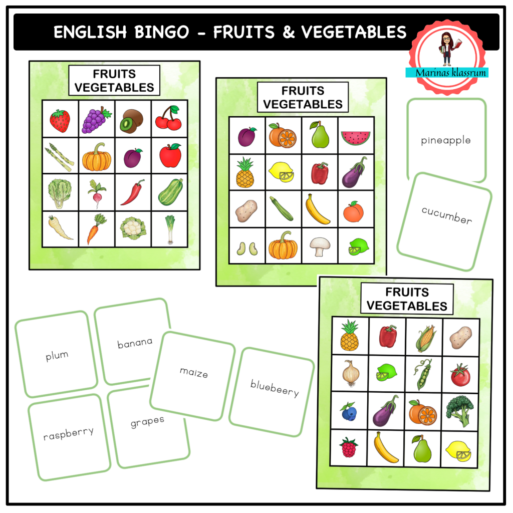 English bingo – fruits & vegetables