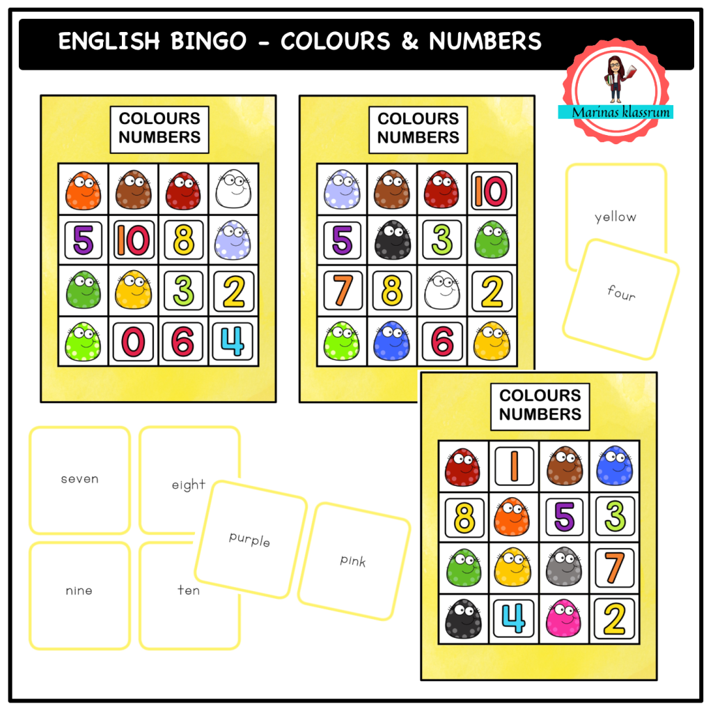 English bingo – numbers & colours