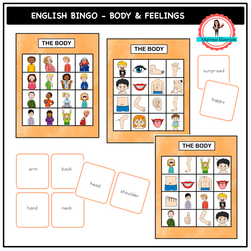 English bingo – body & feelings