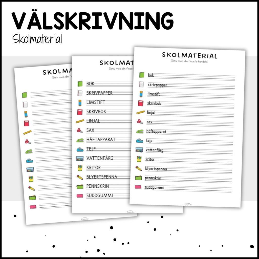 Välskrivning: skolmaterial