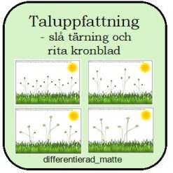 Taluppfattning - slå tärning och måla lika många kronblad
