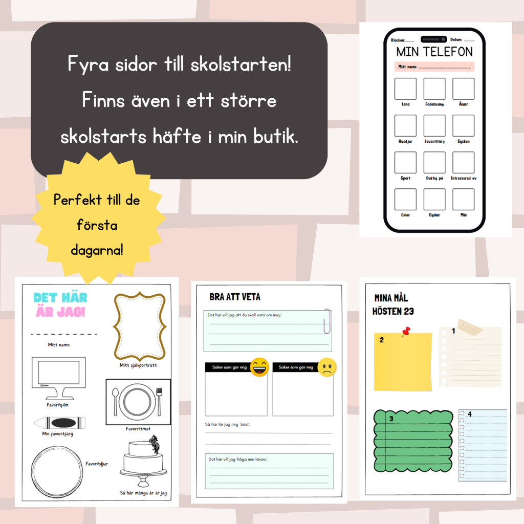 4 arbetsblad till uppstarten