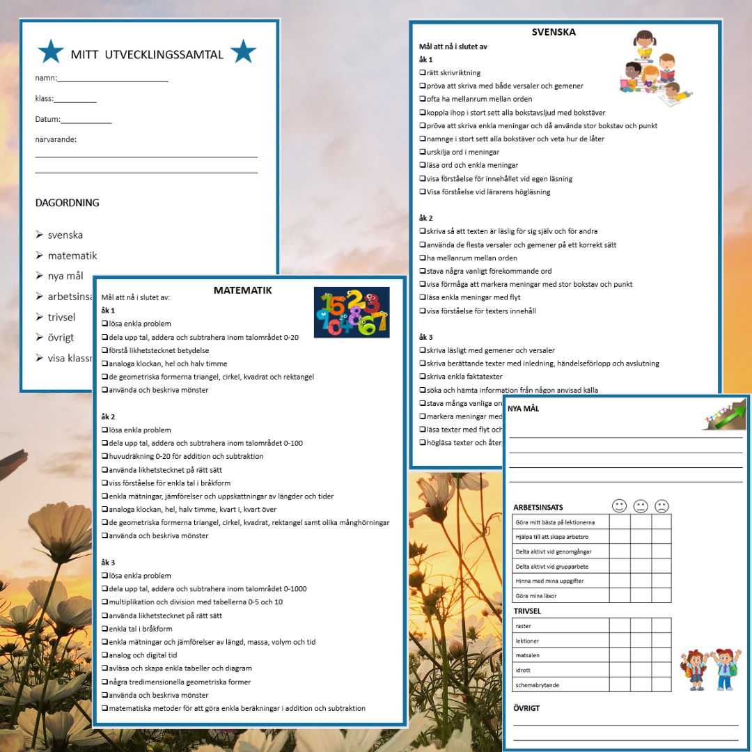 Underlag för utvecklingssamtal - häfte med mål, arbetsinsats och trivsel