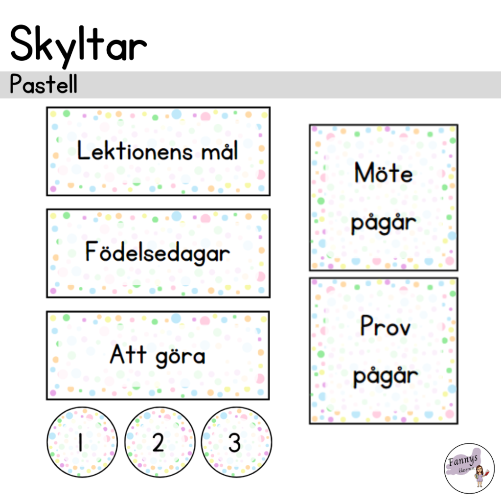 Skyltar till klassrum och dörr