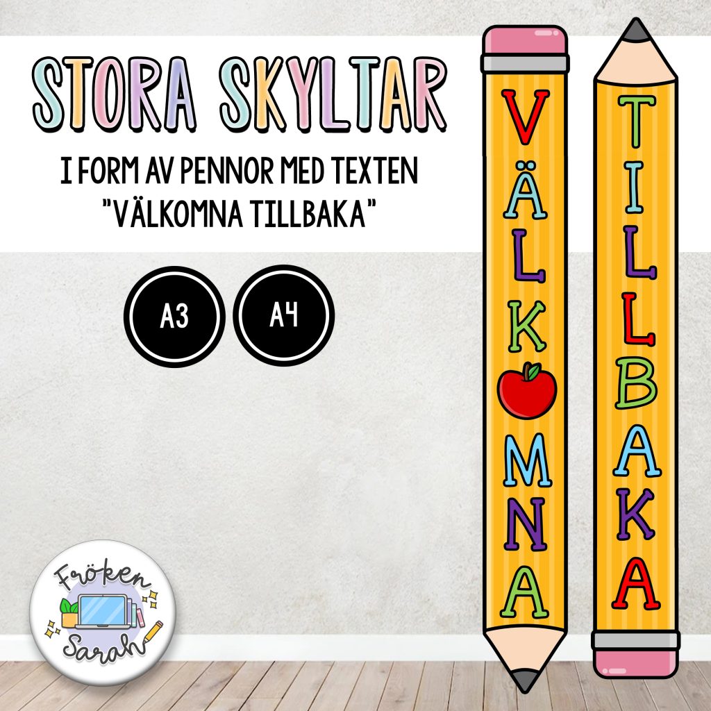 Stora skyltar i form av pennor: ”Välkomna tillbaka”