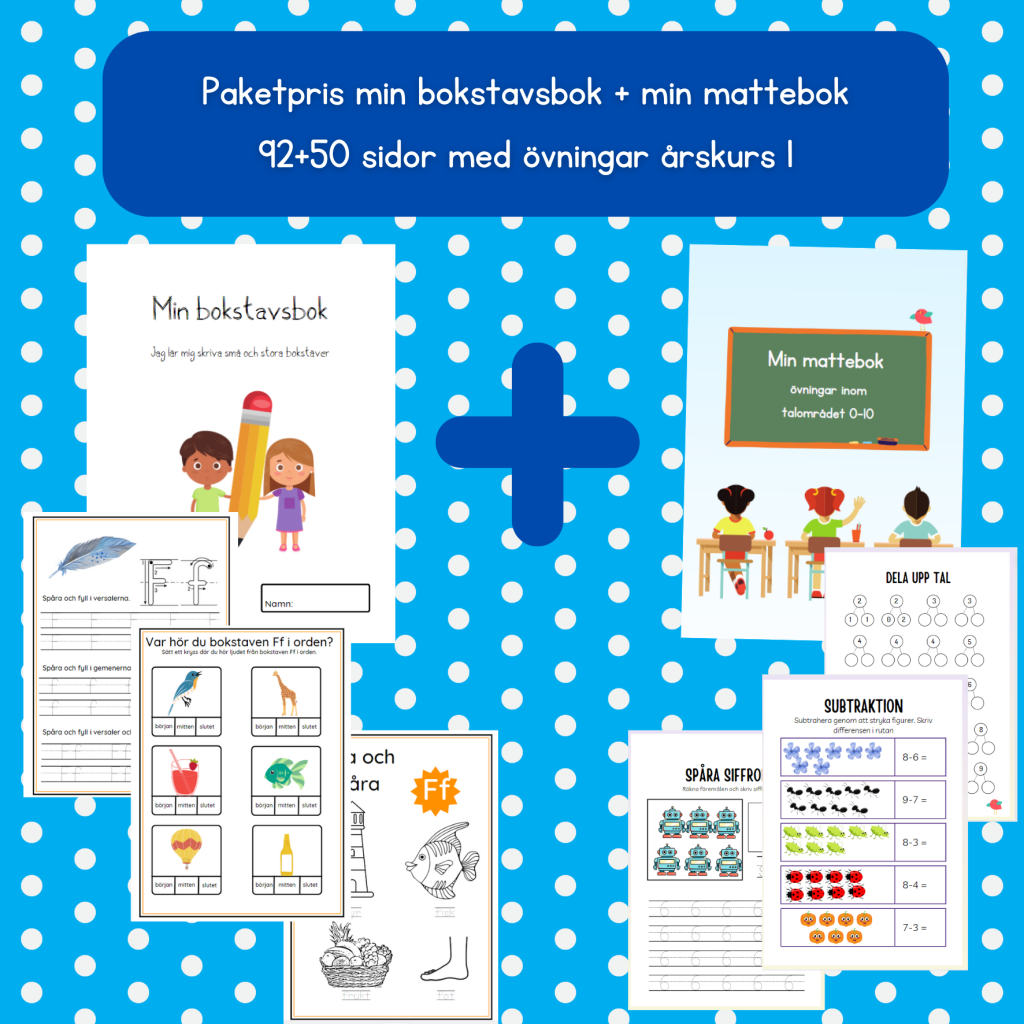 Paket med min bokstavsbok + min mattebok