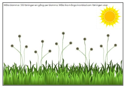 Taluppfattning - slå tärning och måla lika många kronblad