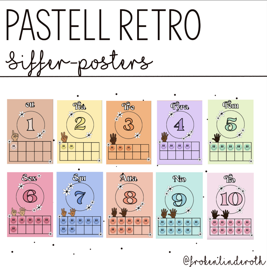 Pastell retro – sifferposters 1-10