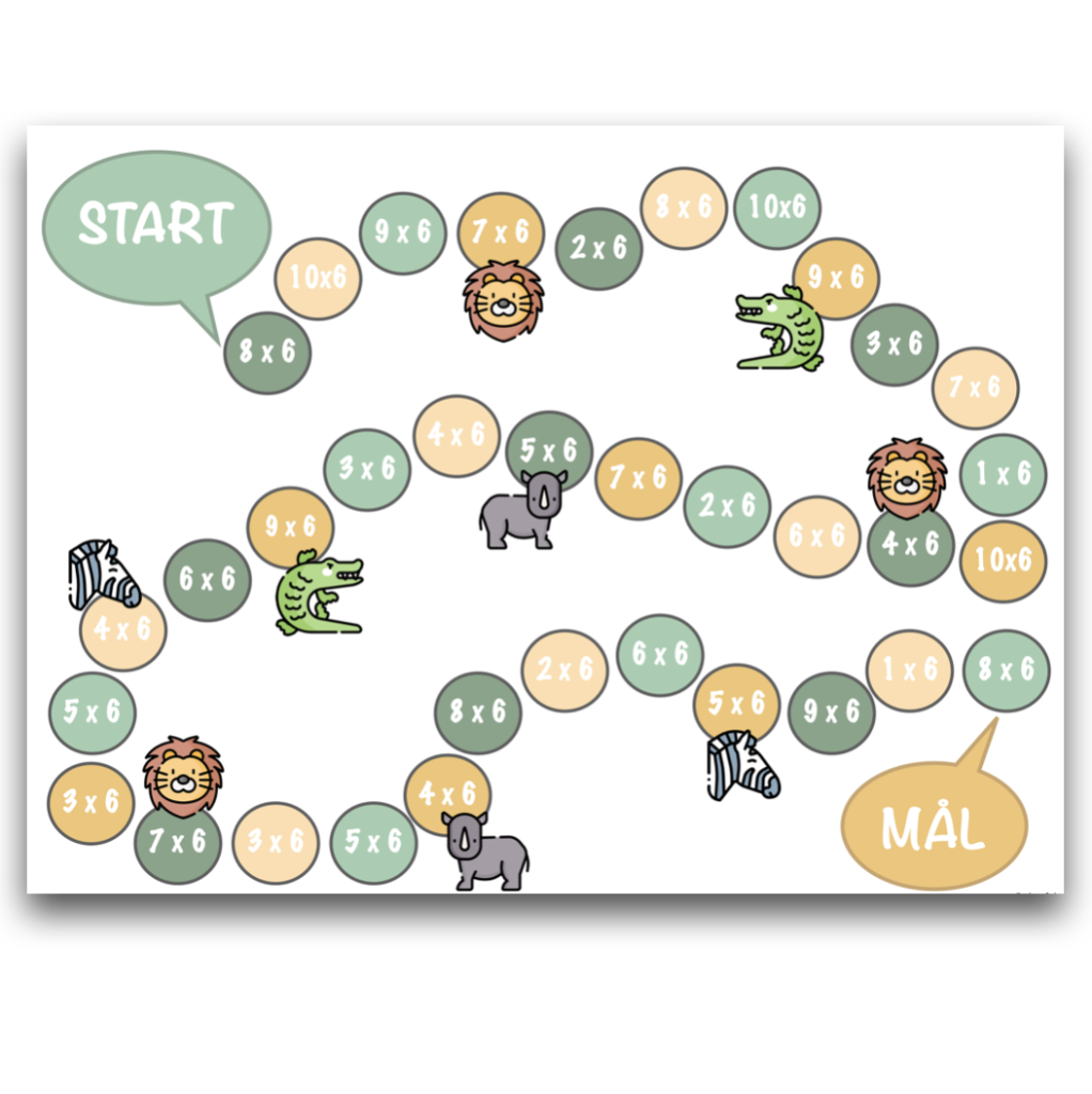 Mattespel: Multiplikation – 6:ans tabell med tema ”Djur i Afrika”