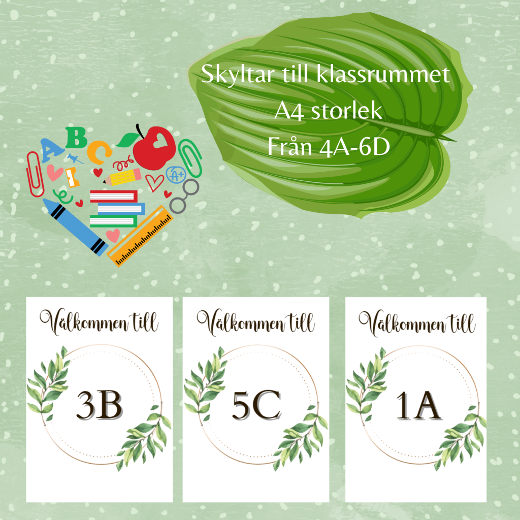 Välkommen till klass – skylt till klassrummet