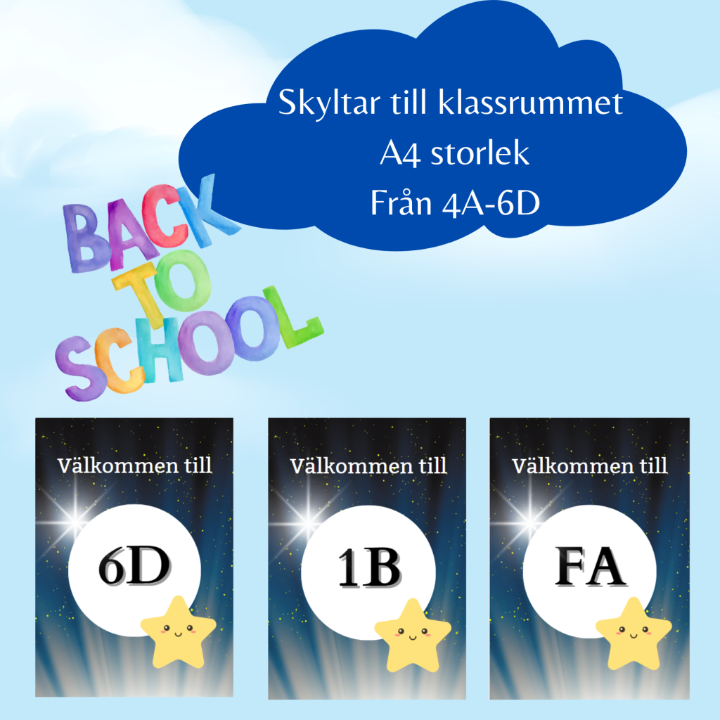 Välkommen till klass skylt till klassrummet stjärna