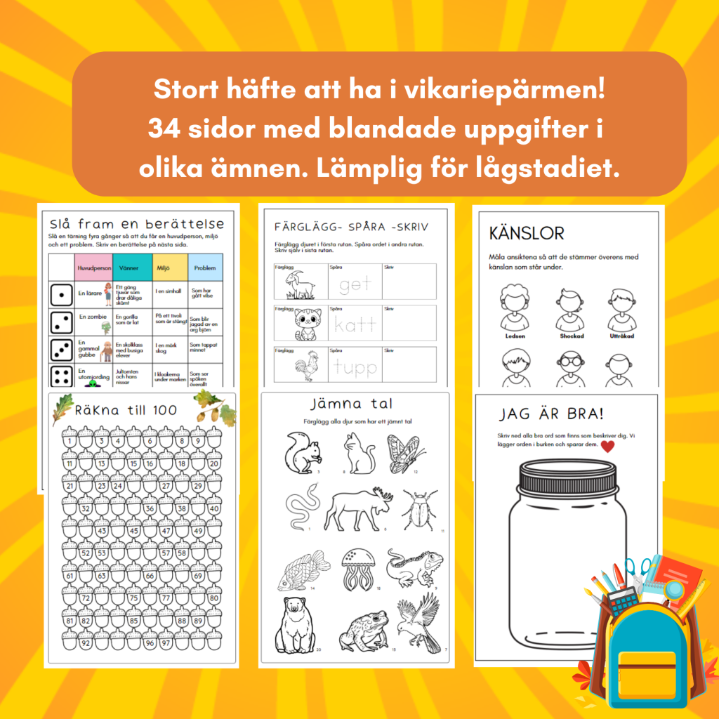 Vikariehäfte / vikariepärm lågstadiet