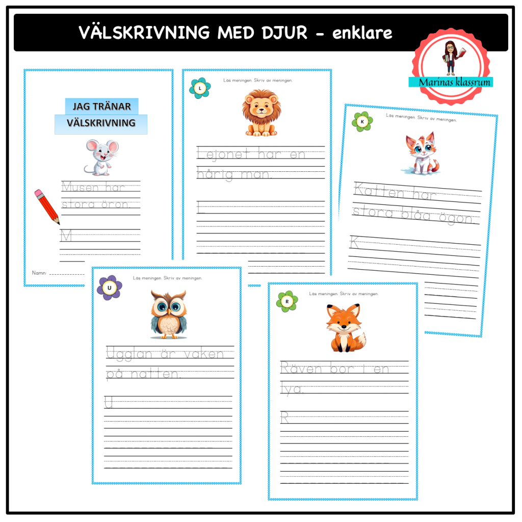 Jag tränar välskrivning med djur – enklare
