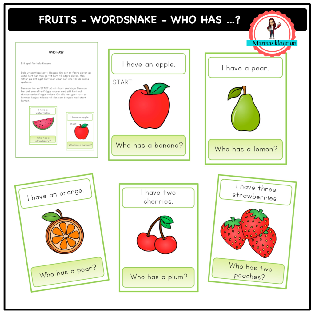 Wordsnake – Who has? – fruits