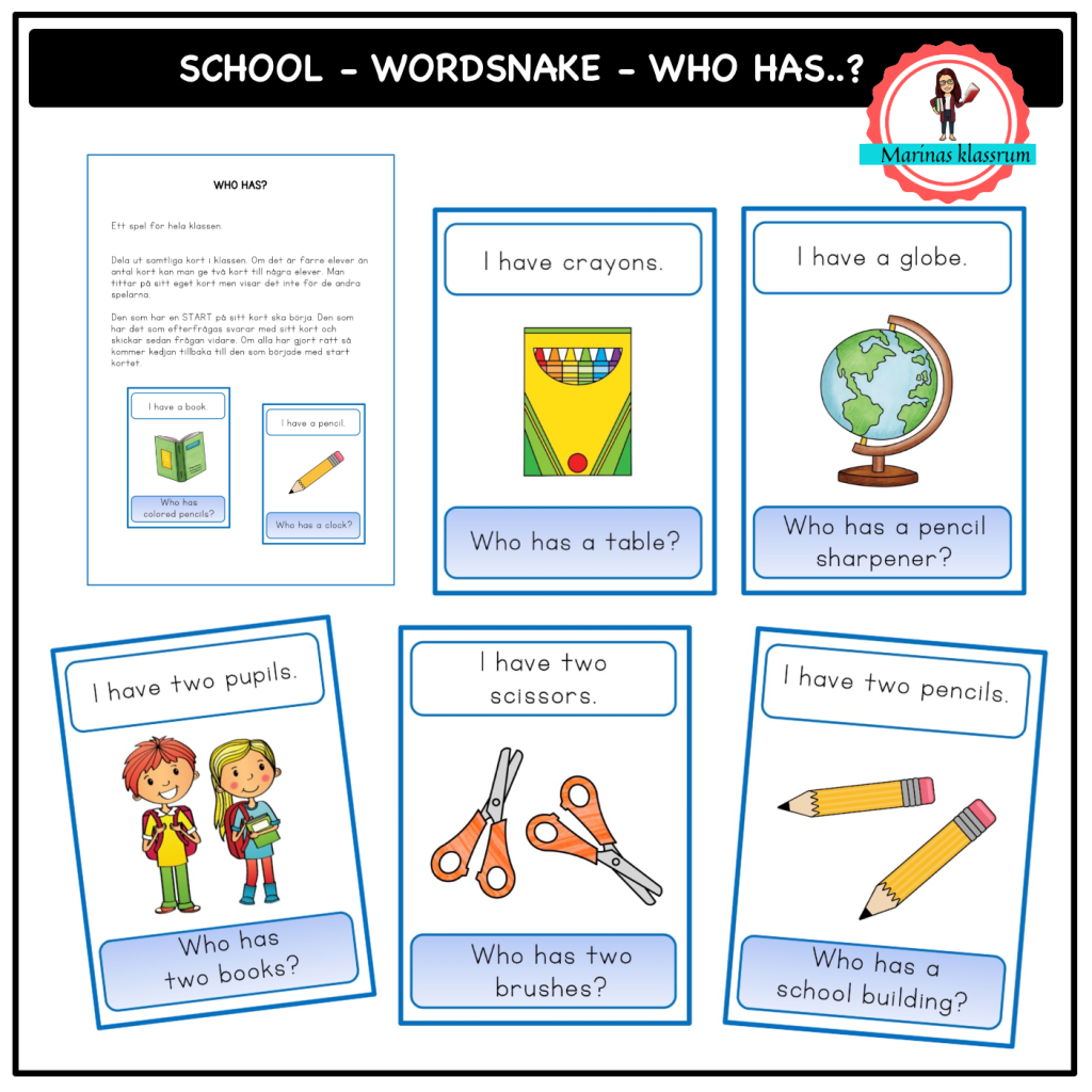 Wordsnake – Who has? – school