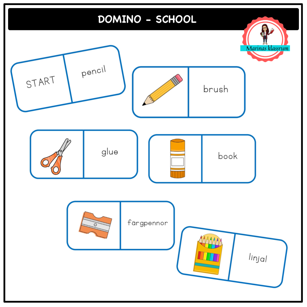 läsdomino engelska + svenska – skolan