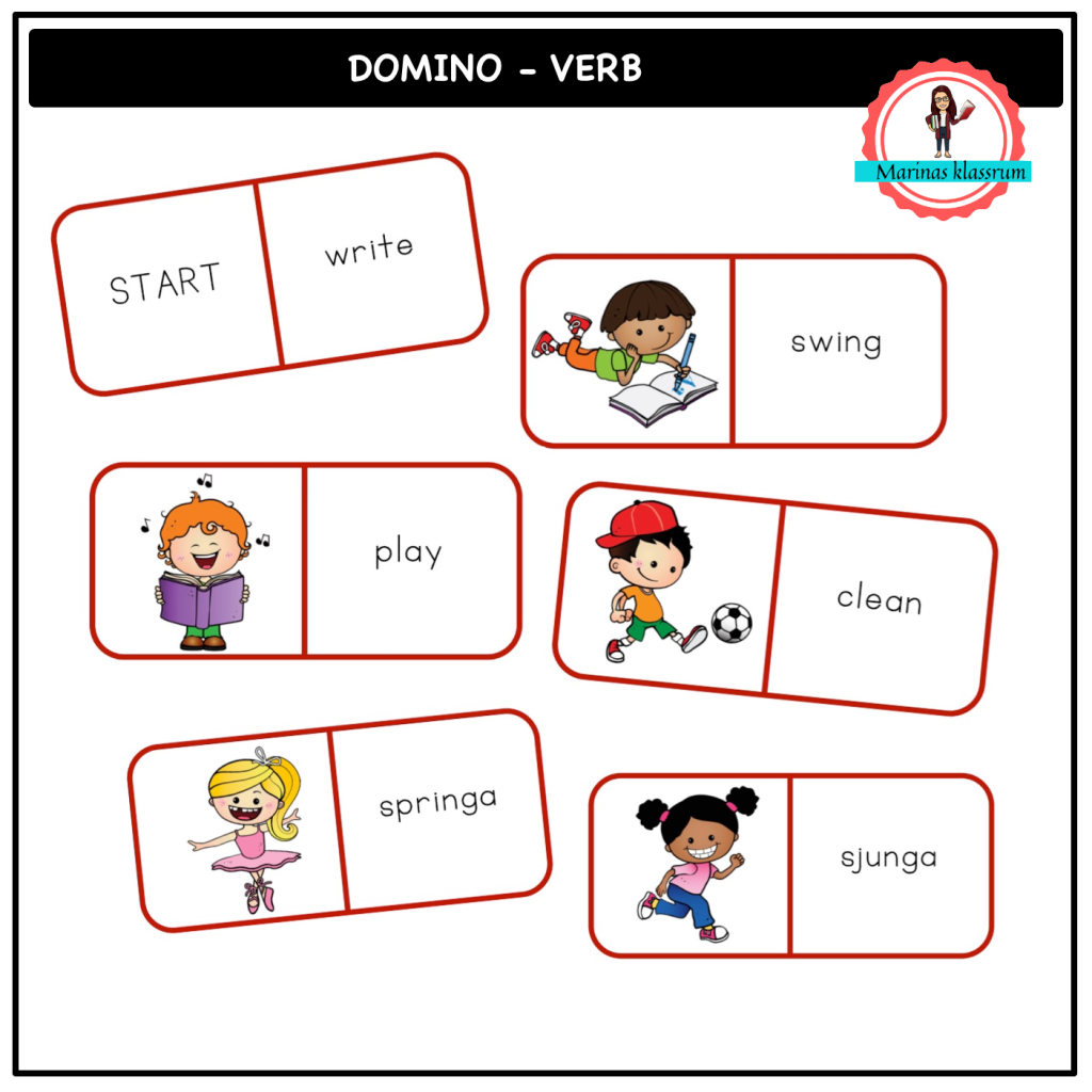 läsdomino engelska + svenska – verb