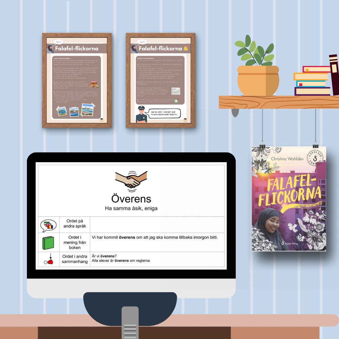 Falafelflickorna lättläst version (läsförståelsefrågor, begreppsaffischer och aktiviteter)