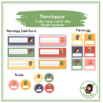 Namnlappar / namnskyltar (runda, till pärmrygg samt till bänk/bord. - bild 1