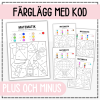 Färglägg med kod: matematik plus och minus