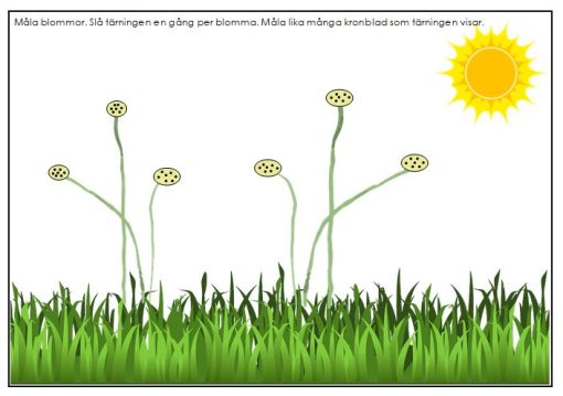 Taluppfattning - slå tärning och måla lika många kronblad