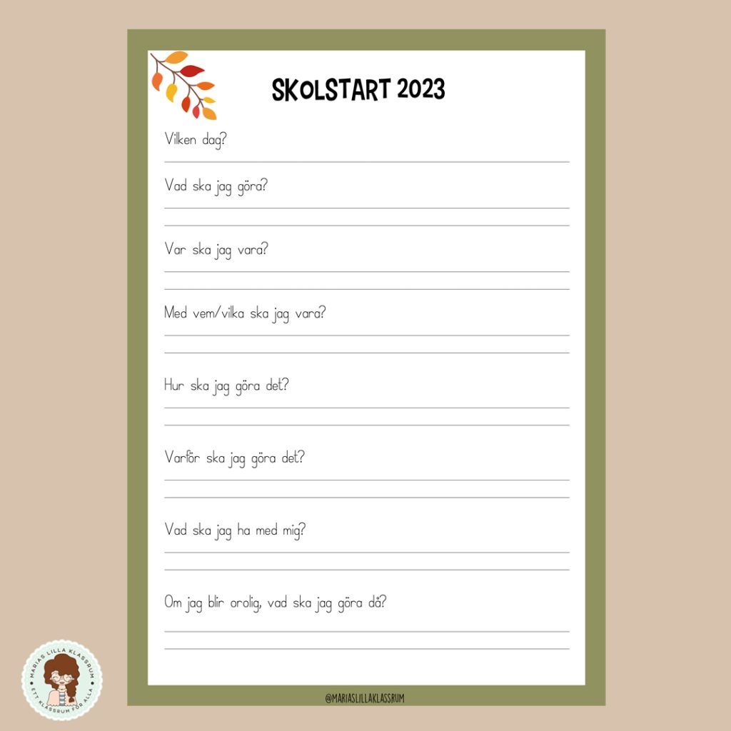 Skolstart – förberedande frågor