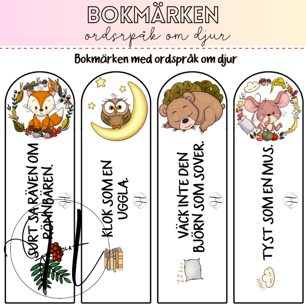 Bokmärken med ordspråk om djur