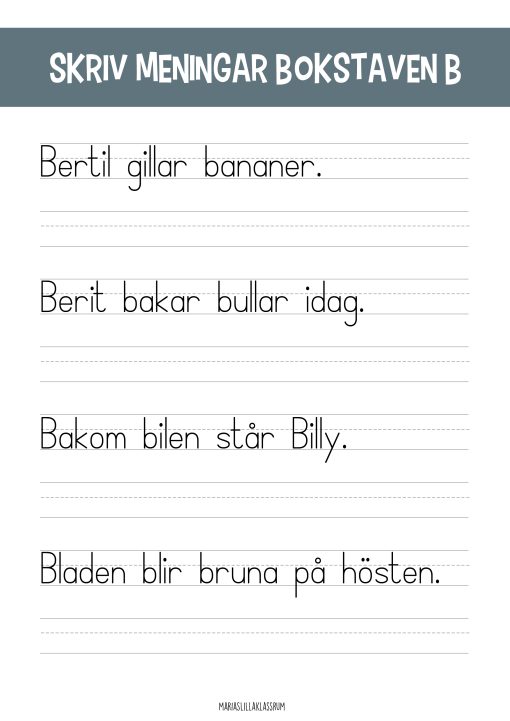 Välskrivning - bokstaven B