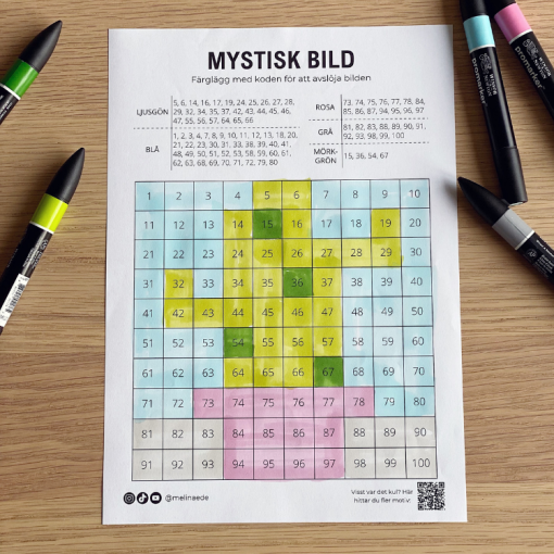 Färglägg och avslöja mystisk bild