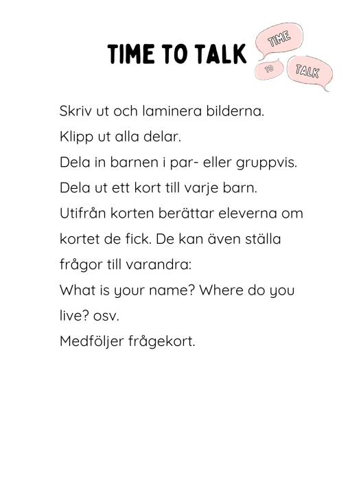 Time to talk- engelska pratkort