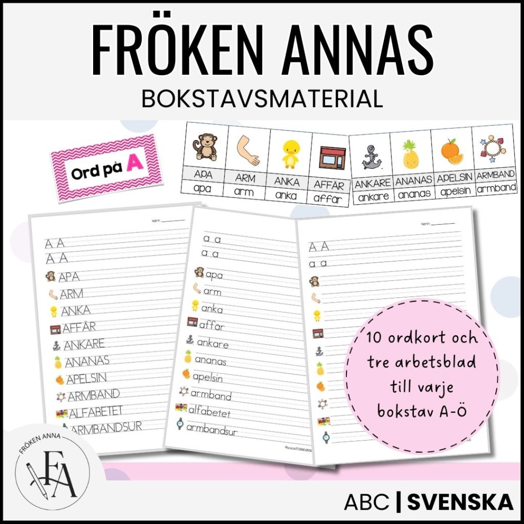 Fröken Annas bokstavsmaterial – komplett material för alfabetet