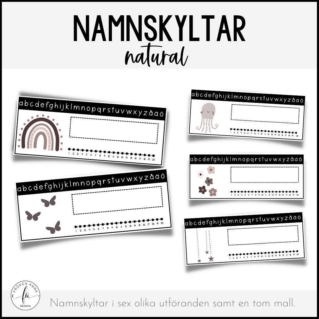 Namnskyltar tema natural