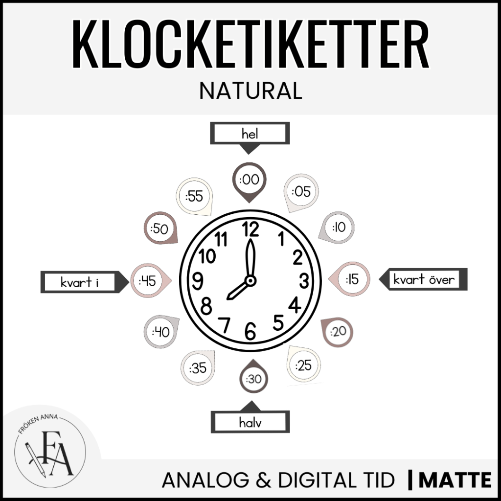 Klocketiketter (tema natural)