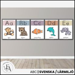 Väggalfabet djurtema (med skrivriktning) A4 + A5