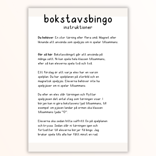 Bokstavsbingo - hela alfabetet