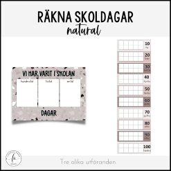 Räkna 100 / 200 / 300 skoldagar (Tema natural)