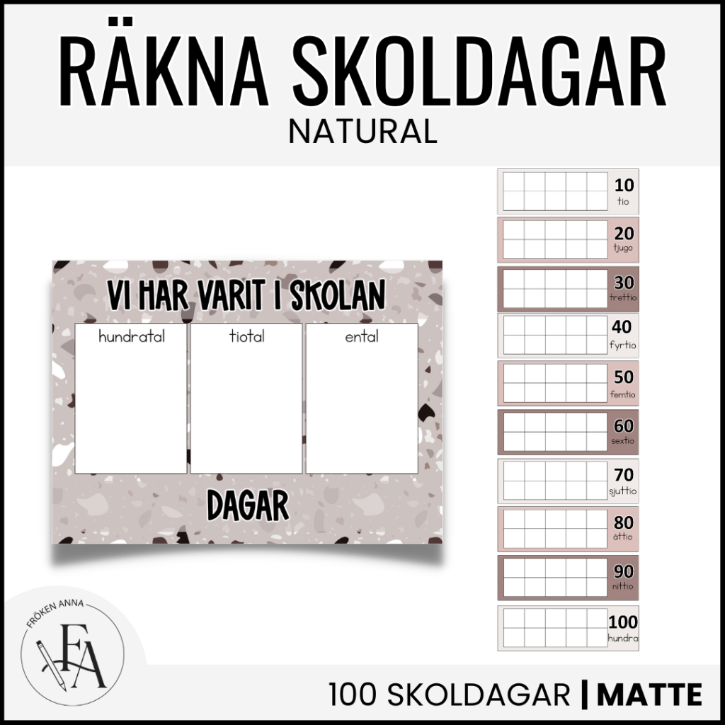 Räkna 100 / 200 / 300 skoldagar (Tema natural)