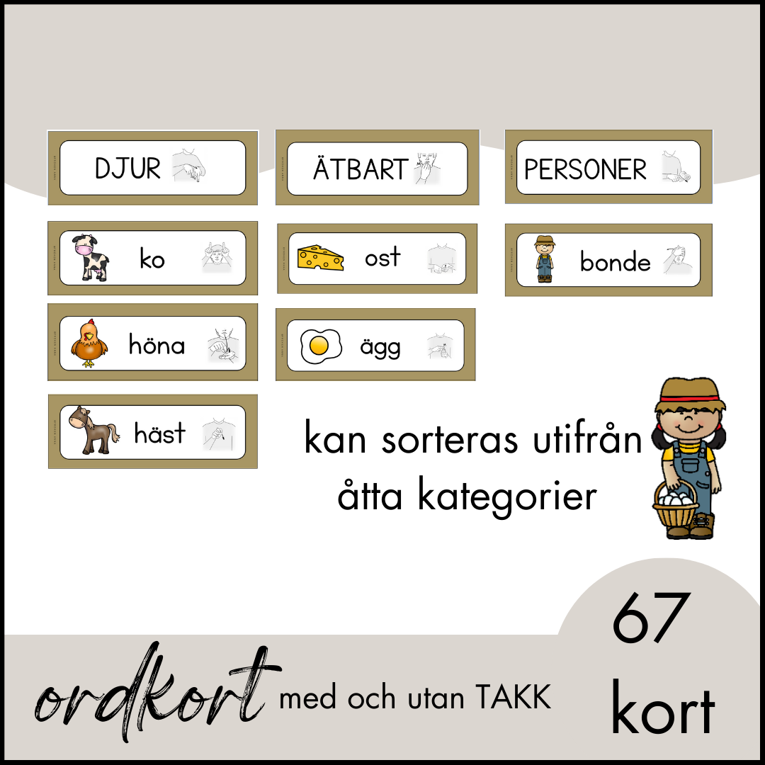 BONDGÅRDEN PAKET: Arbetshäfte, ordkort, målarbilder, hör vi ihop, TAKK mm.