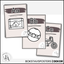 Väggalfabet med TAKK (tecken som stöd) - tema natural