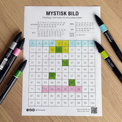 Färglägg och avslöja mystisk bild