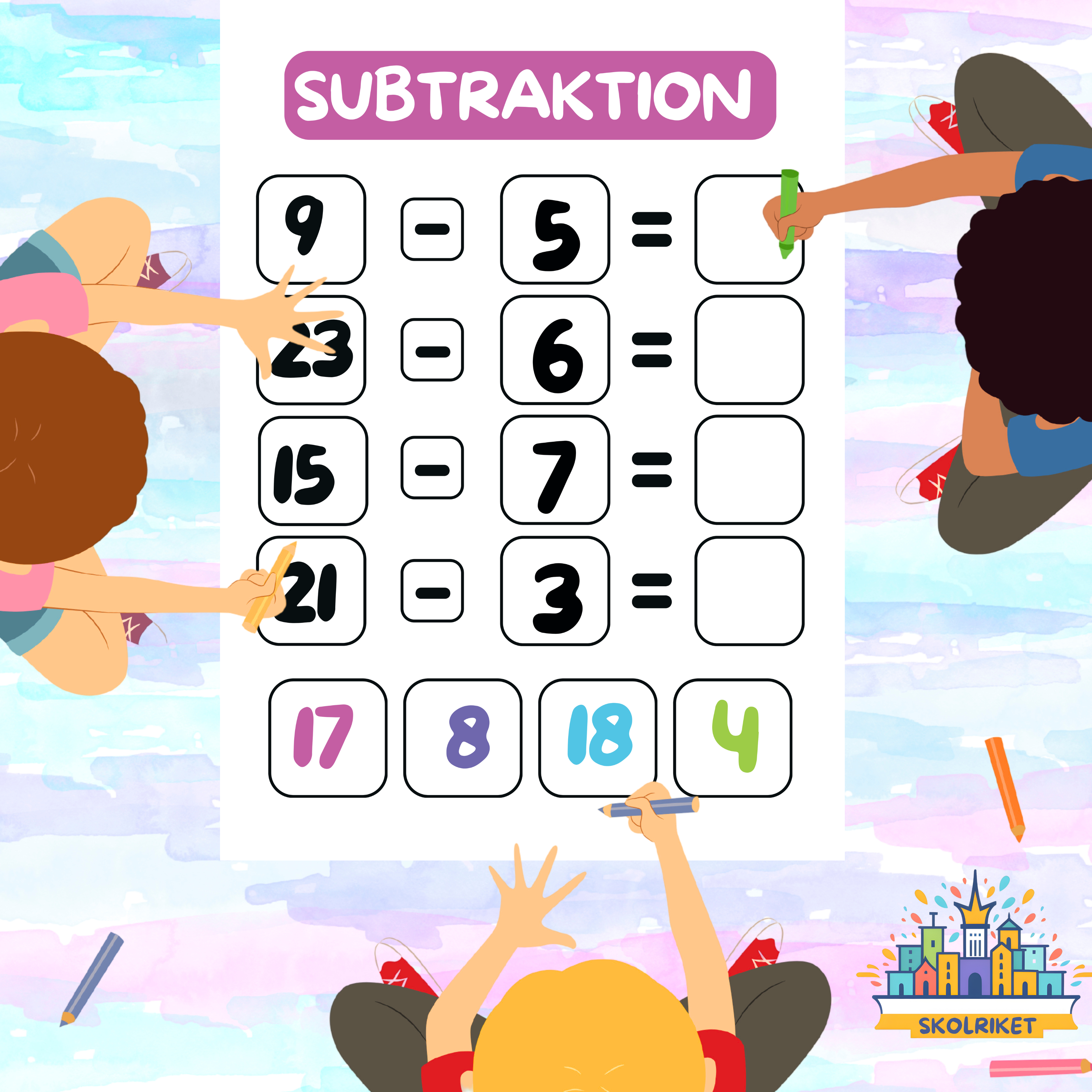 Arbetsblad Subtraktion