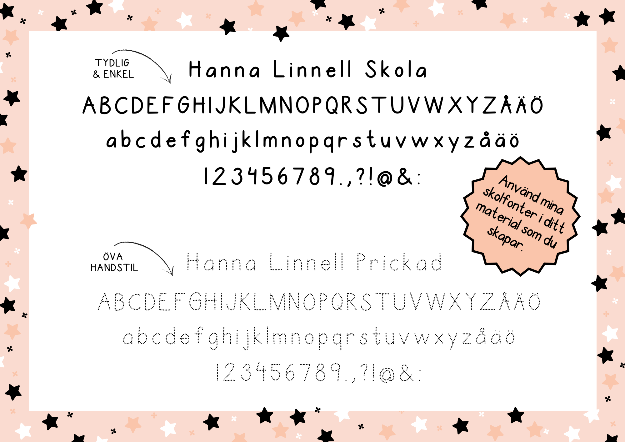 Hannas typsnitt i skolstil (2 st Opentypefont)